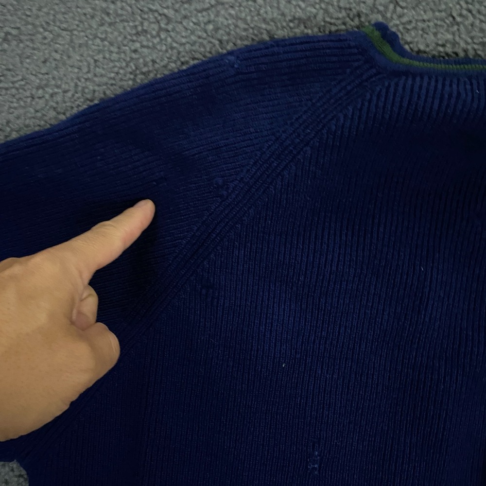 True Vintage 50s 60s Mr. Sid Sweater FITS Men Small Ribbed Knit Wool V-Neck Blue - Picture 11 of 16